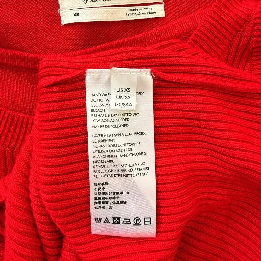 Anthropologie Jamie Red Cold Shoulder Ribbed Knit Sweater Women’s XS
